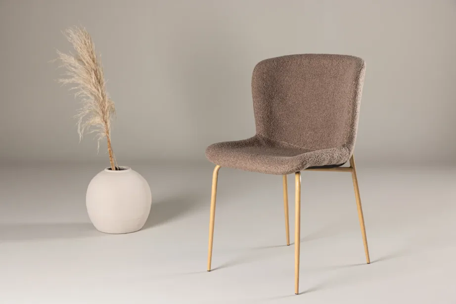 Modesto pruun buklee söögitool, terasest mokatoonis jalgadega, 61112-103 – 8