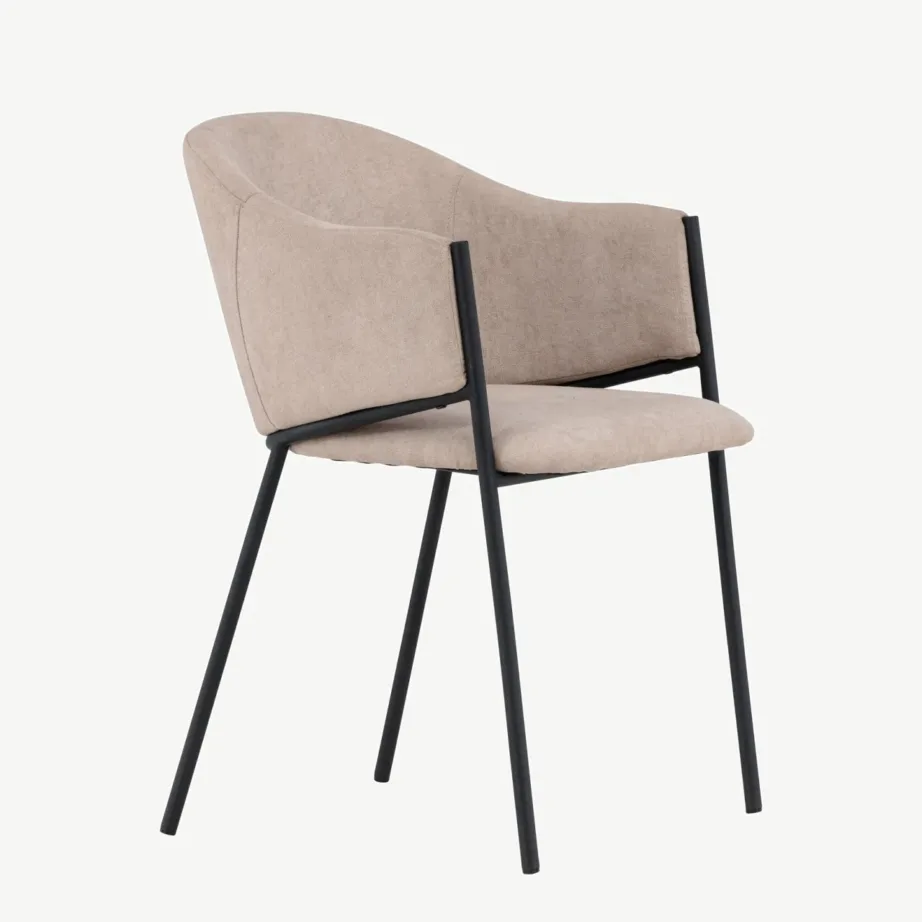 Beež polüesterlina kattega söögitool Evelina mustade terasjalgadega, 61114-102 – 3