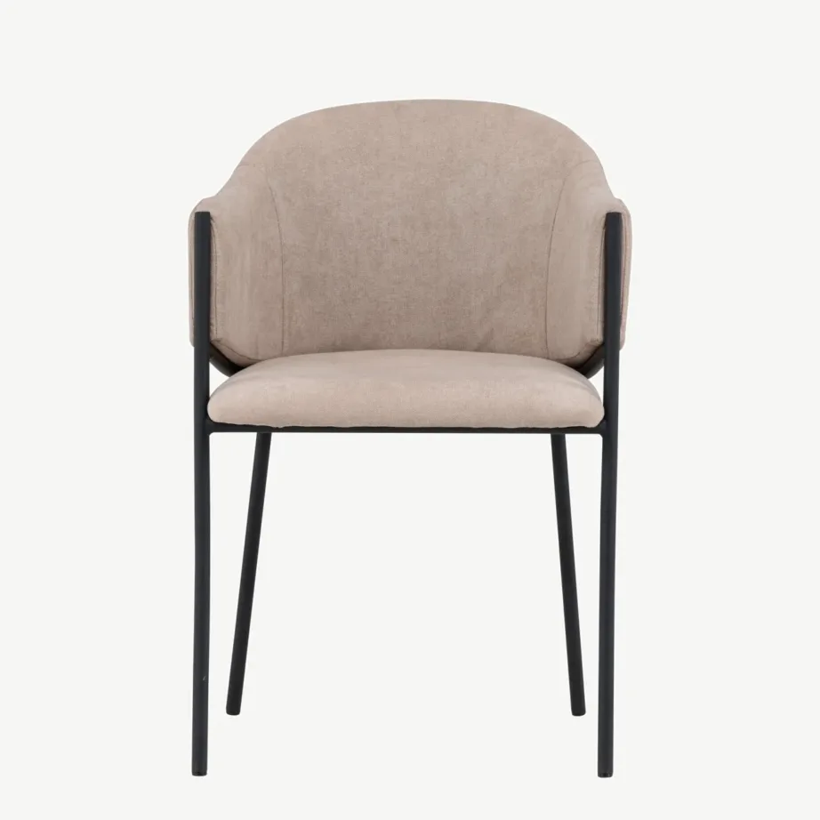 Beež polüesterlina kattega söögitool Evelina mustade terasjalgadega, 61114-102 – 4