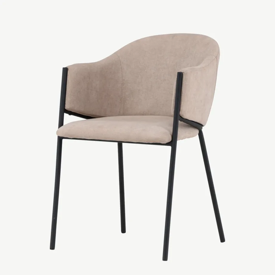 Beež polüesterlina kattega söögitool Evelina mustade terasjalgadega, 61114-102 – 5