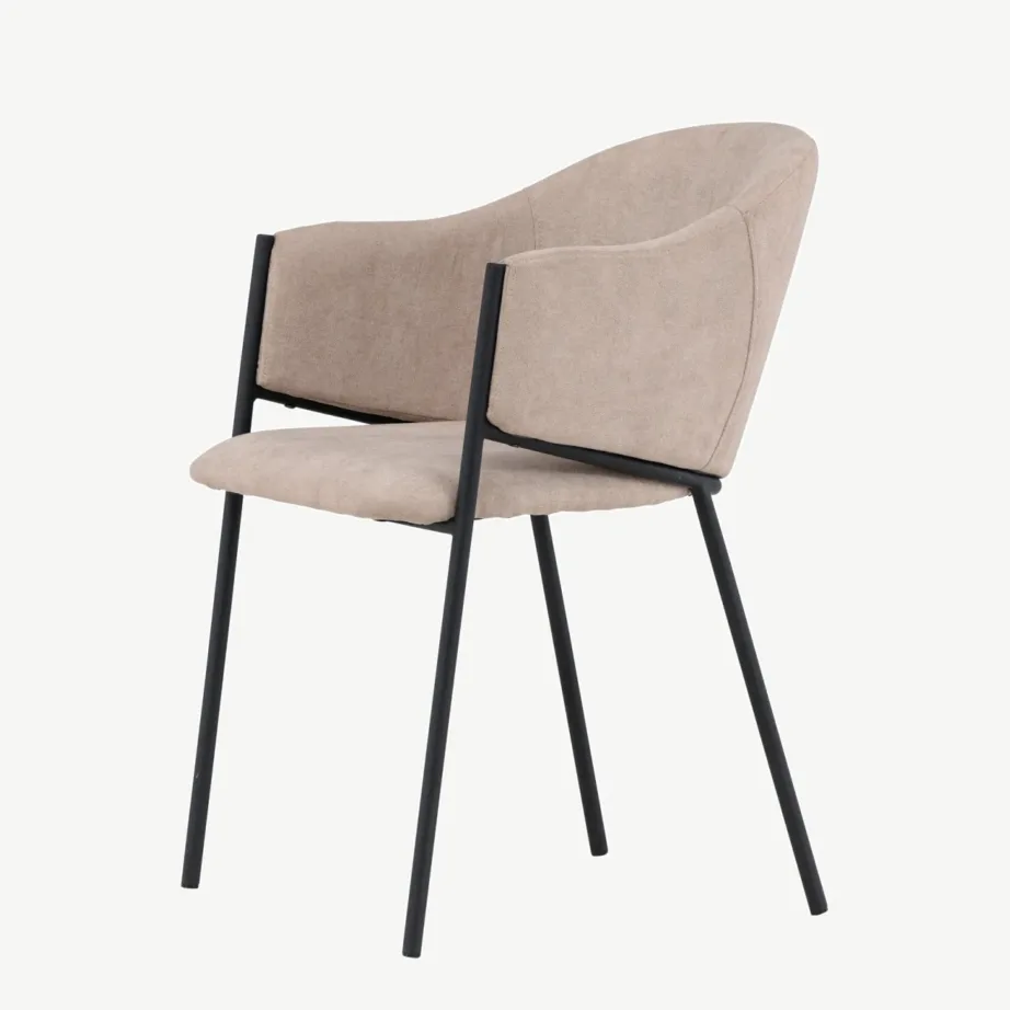 Beež polüesterlina kattega söögitool Evelina mustade terasjalgadega, 61114-102 – 6