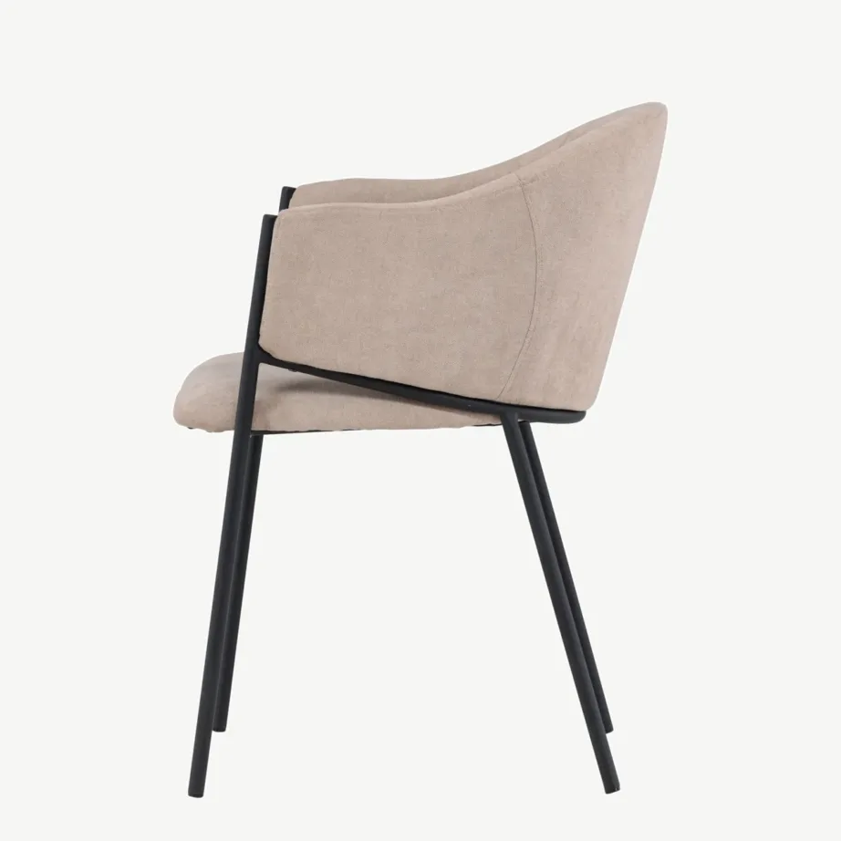 Beež polüesterlina kattega söögitool Evelina mustade terasjalgadega, 61114-102 – 7