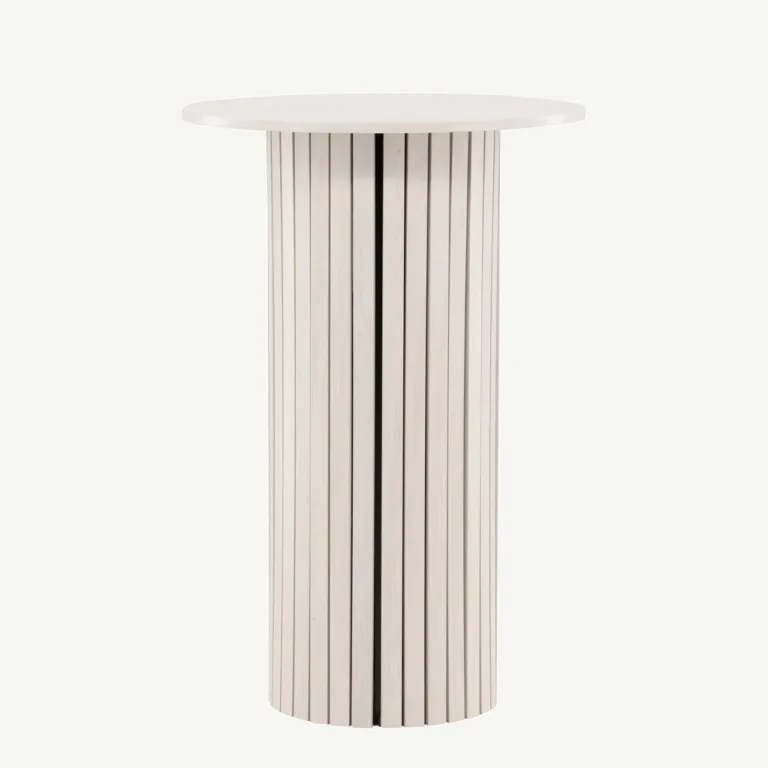Valge peitsiga MDF-ist baarilaud Härön, ø70 cm - 61117-130