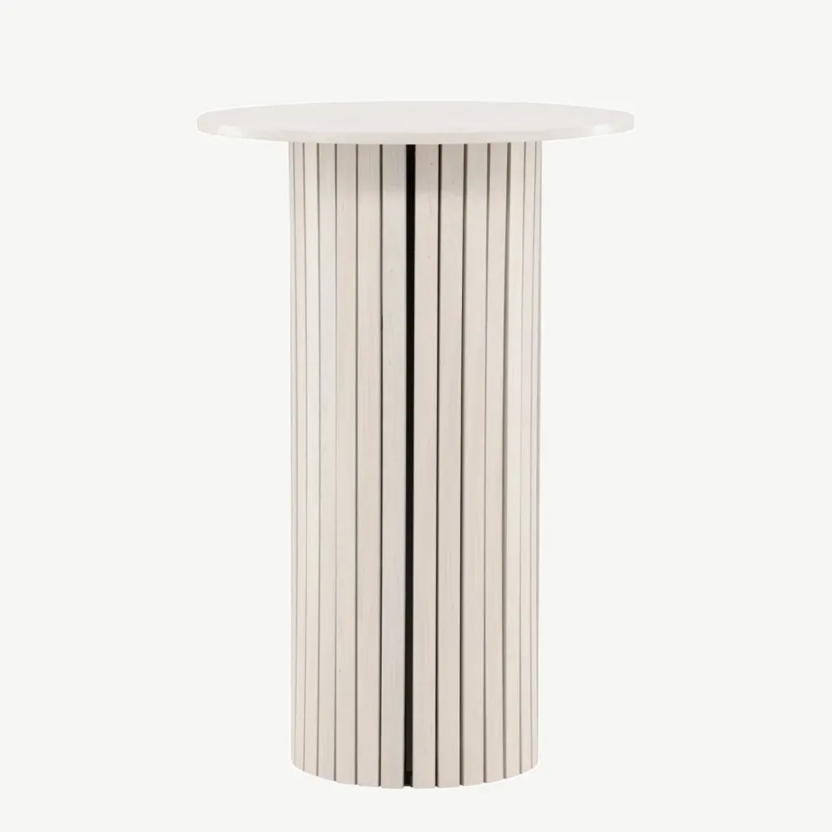 Valge peitsiga MDF-ist baarilaud Härön, ø70 cm, 61117-130 – 2