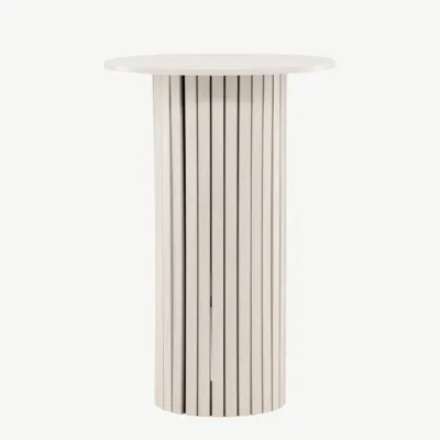 Valge peitsiga MDF-ist baarilaud Härön, ø70 cm - 61117-130