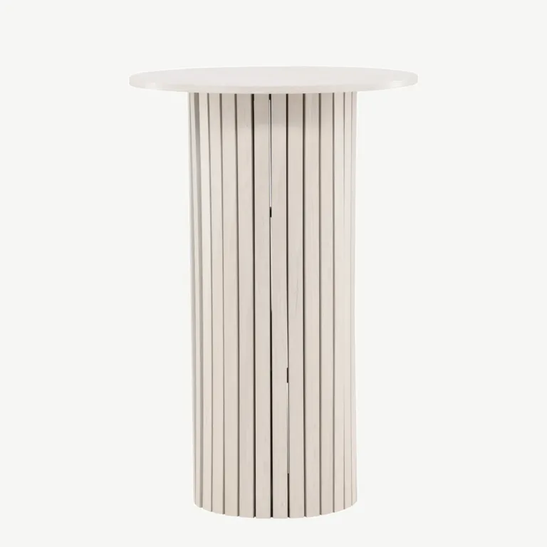 Valge peitsiga MDF-ist baarilaud Härön, ø70 cm - 61117-130