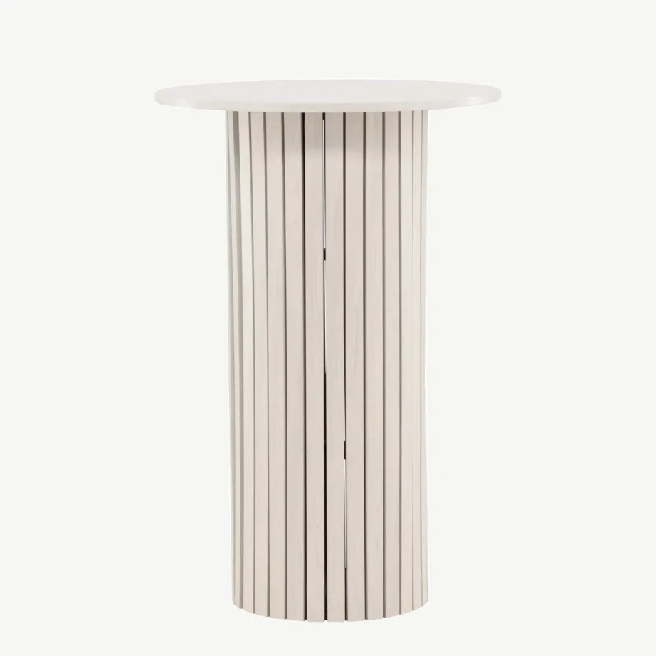 Valge peitsiga MDF-ist baarilaud Härön, ø70 cm, 61117-130 – 3