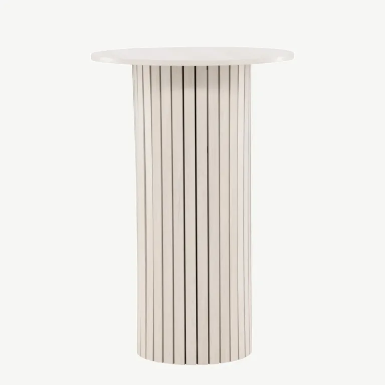 Valge peitsiga MDF-ist baarilaud Härön, ø70 cm - 61117-130