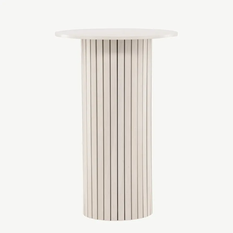 Valge peitsiga MDF-ist baarilaud Härön, ø70 cm - 61117-130