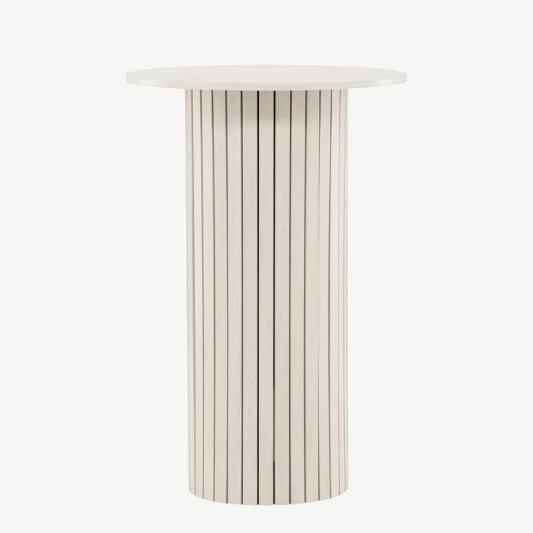 Valge peitsiga MDF-ist baarilaud Härön, ø70 cm - 61117-130