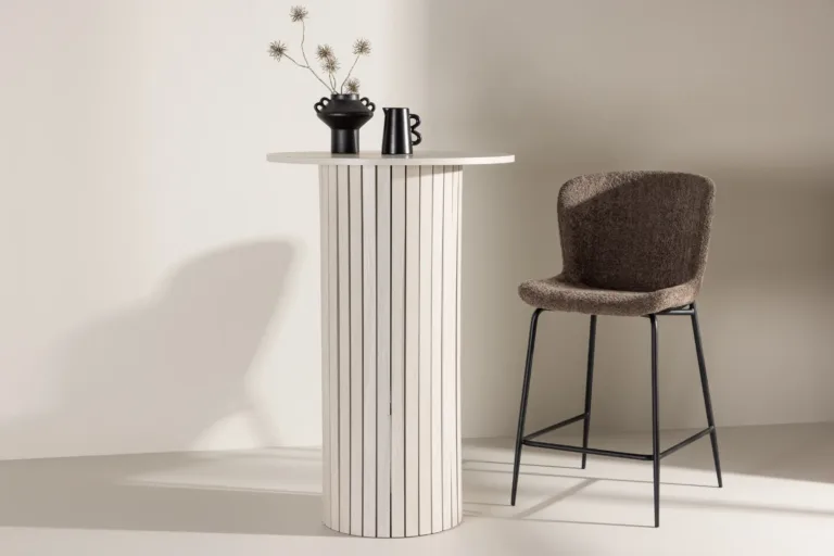 Valge peitsiga MDF-ist baarilaud Härön, ø70 cm - 61117-130