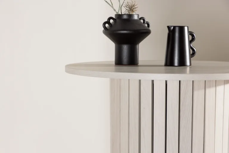 Valge peitsiga MDF-ist baarilaud Härön, ø70 cm - 61117-130