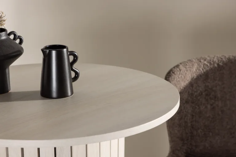 Valge peitsiga MDF-ist baarilaud Härön, ø70 cm - 61117-130
