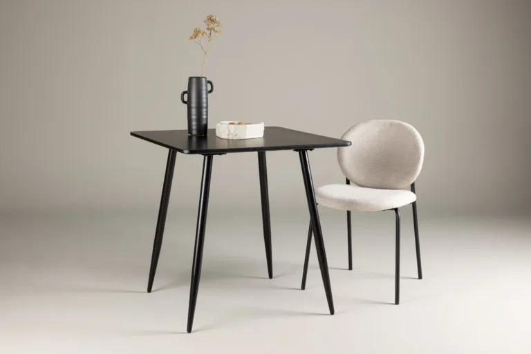 Must MDF-ist söögilaud Polar, terasjalgadega, 75 × 75 cm - 61128-100