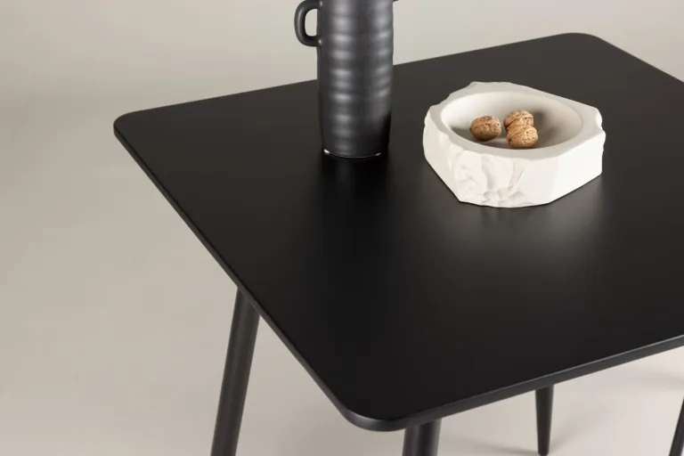 Must MDF-ist söögilaud Polar, terasjalgadega, 75 × 75 cm - 61128-100