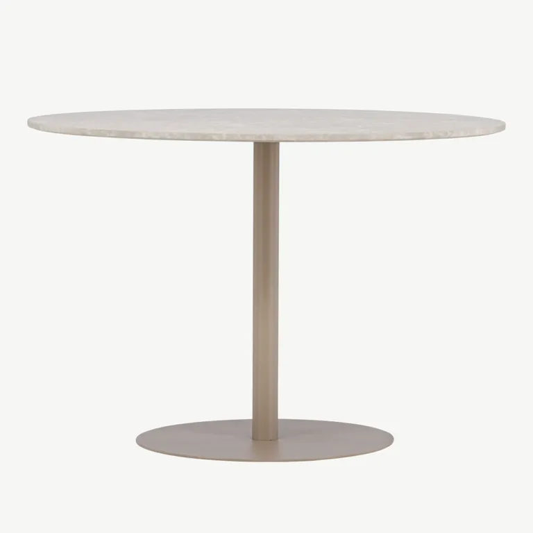 Ümmargune söögilaud Lycke, beež marmori imitatsioon, ø110 cm (MDF) - 61129-121