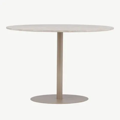 Ümmargune söögilaud Lycke, beež marmori imitatsioon, ø110 cm (MDF) - 61129-121