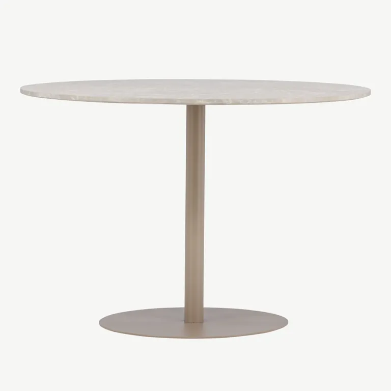 Ümmargune söögilaud Lycke, beež marmori imitatsioon, ø110 cm (MDF) - 61129-121