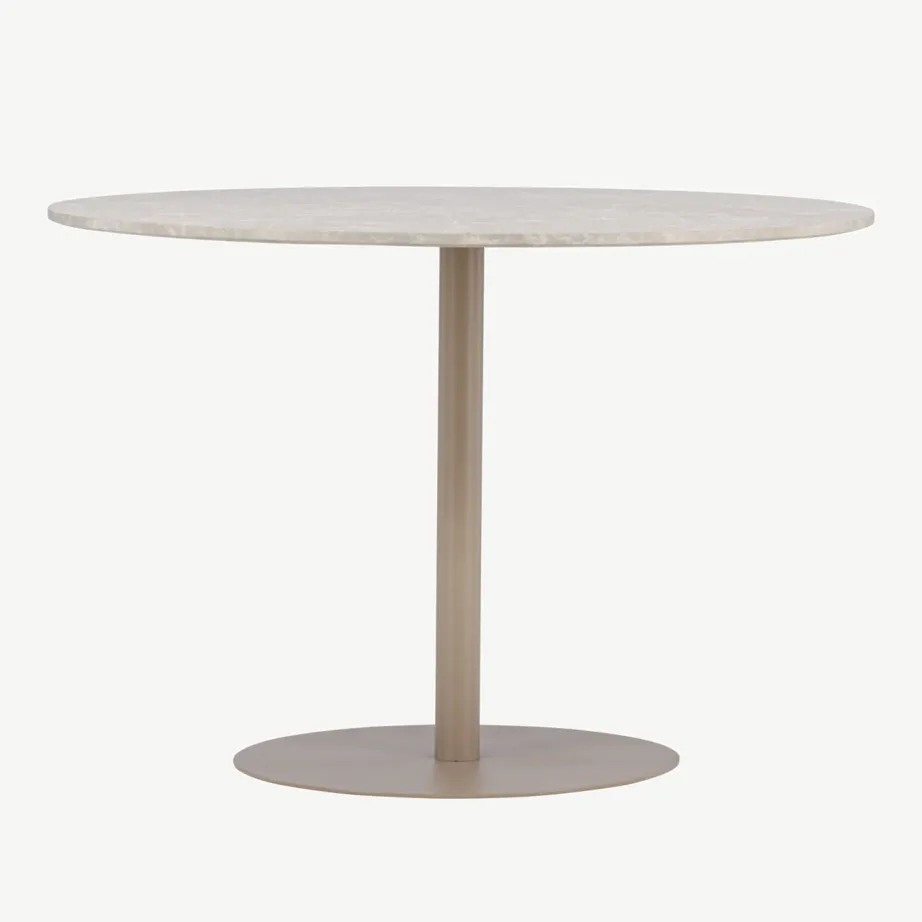 Ümmargune söögilaud Lycke, beež marmori imitatsioon, ø110 cm (MDF), 61129-121