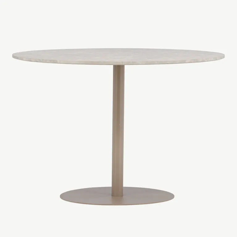 Ümmargune söögilaud Lycke, beež marmori imitatsioon, ø110 cm (MDF) - 61129-121