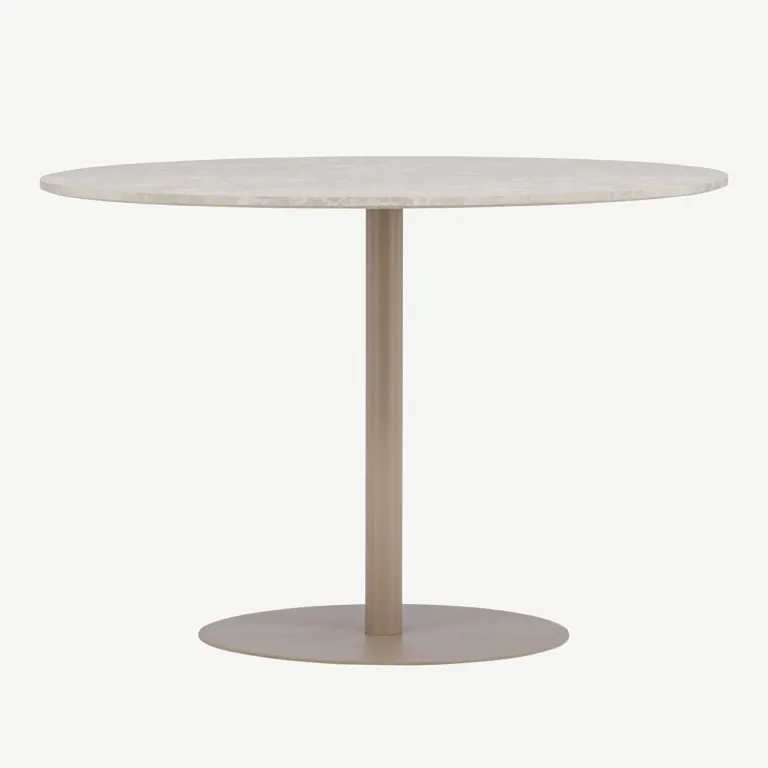 Ümmargune söögilaud Lycke, beež marmori imitatsioon, ø110 cm (MDF) - 61129-121