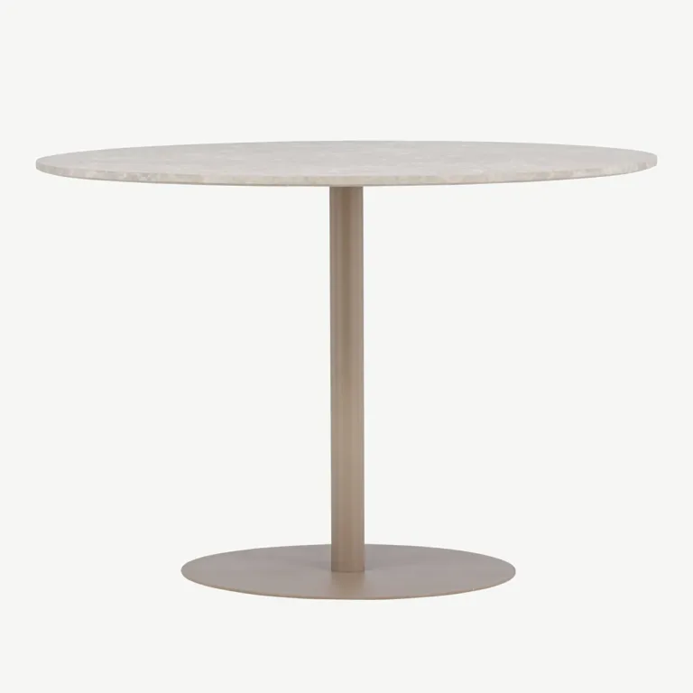 Ümmargune söögilaud Lycke, beež marmori imitatsioon, ø110 cm (MDF) - 61129-121