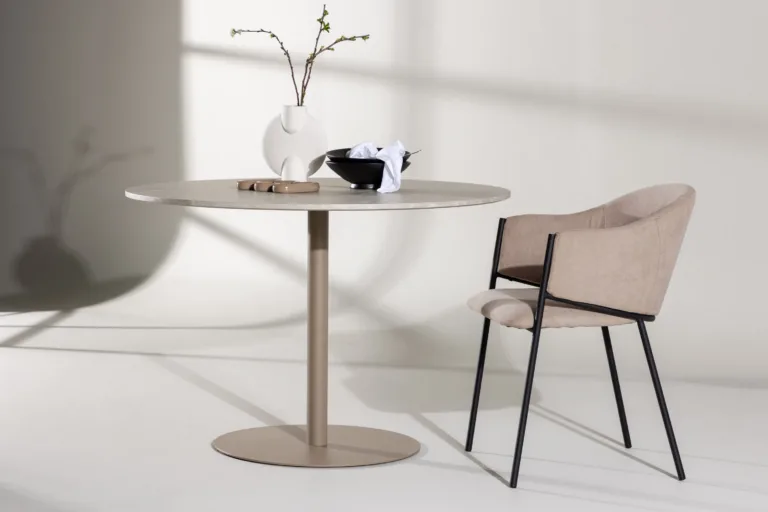 Ümmargune söögilaud Lycke, beež marmori imitatsioon, ø110 cm (MDF) - 61129-121