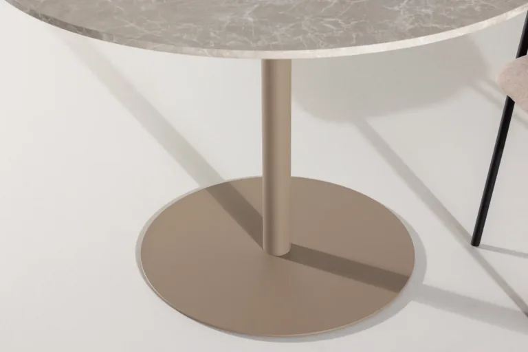 Ümmargune söögilaud Lycke, beež marmori imitatsioon, ø110 cm (MDF) - 61129-121