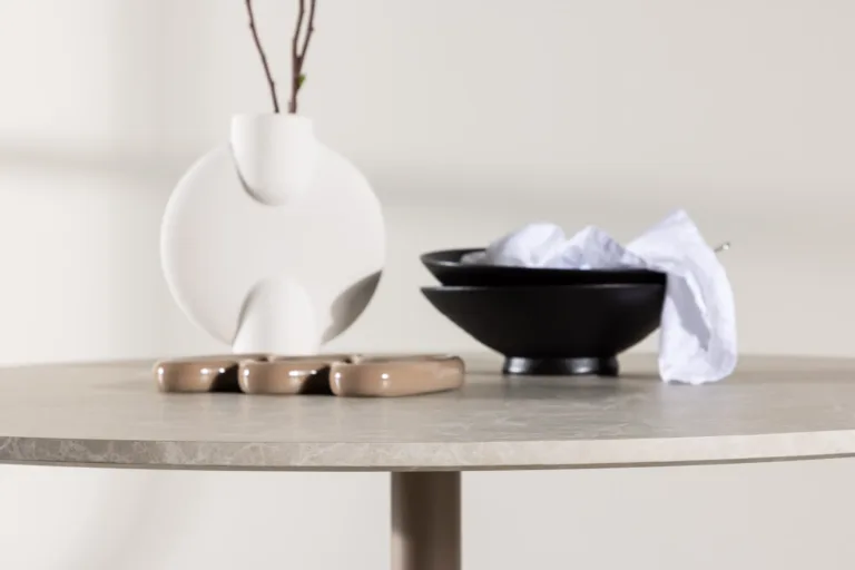 Ümmargune söögilaud Lycke, beež marmori imitatsioon, ø110 cm (MDF) - 61129-121