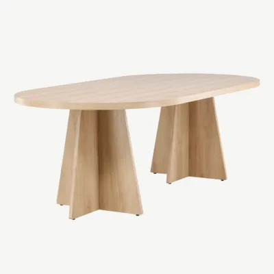 Bootcut ovaalne söögilaud, Skandinaavia stiilis, looduslik MDF, 230x115 cm - 61134-130
