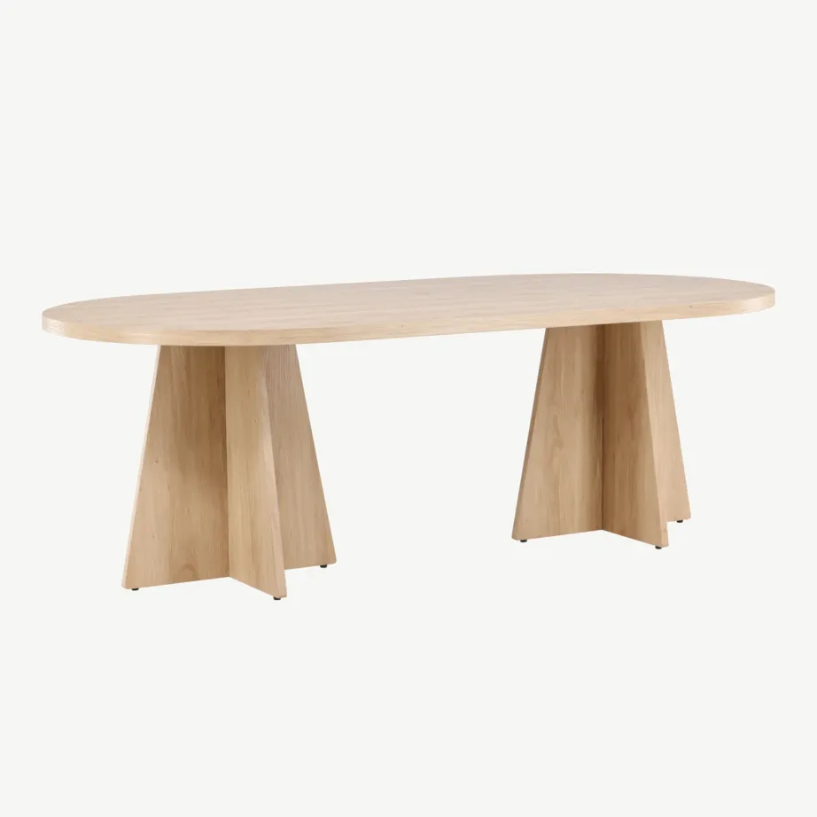 Bootcut ovaalne söögilaud, Skandinaavia stiilis, looduslik MDF, 230×115 cm, 61134-130 – 3