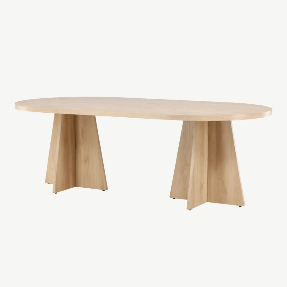 Bootcut ovaalne söögilaud, Skandinaavia stiilis, looduslik MDF, 230×115 cm, 61134-130 – 5