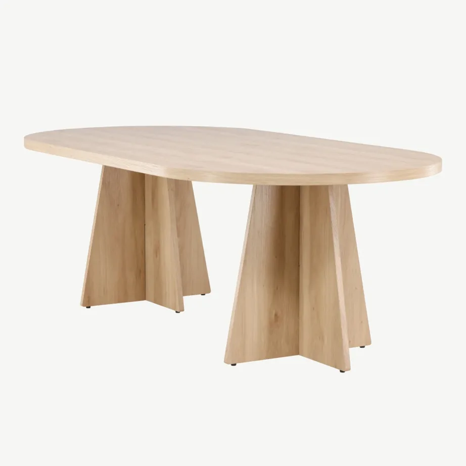 Bootcut ovaalne söögilaud, Skandinaavia stiilis, looduslik MDF, 230×115 cm, 61134-130 – 6
