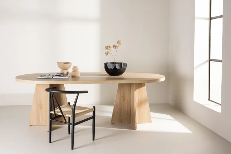 Bootcut ovaalne söögilaud, Skandinaavia stiilis, looduslik MDF, 230x115 cm - 61134-130