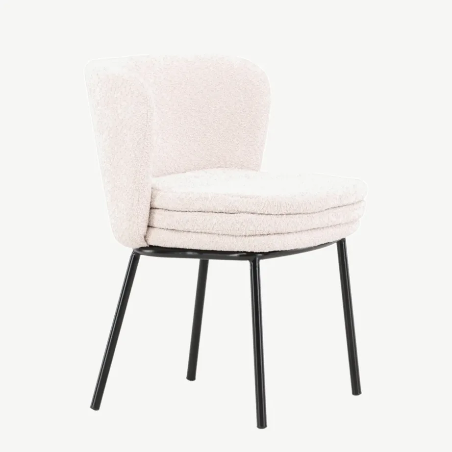 Valge buklee-kattega söögitool mustade terasjalgadega Agnes, 61136-100 – 3