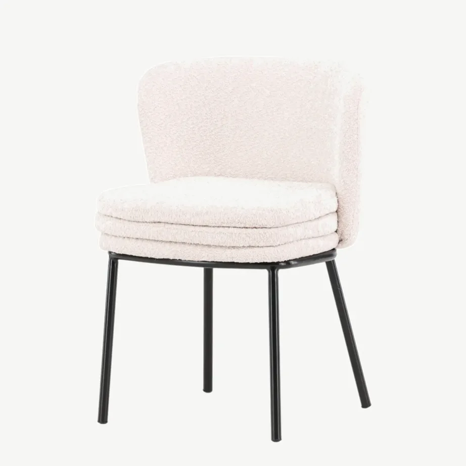 Valge buklee-kattega söögitool mustade terasjalgadega Agnes, 61136-100 – 5