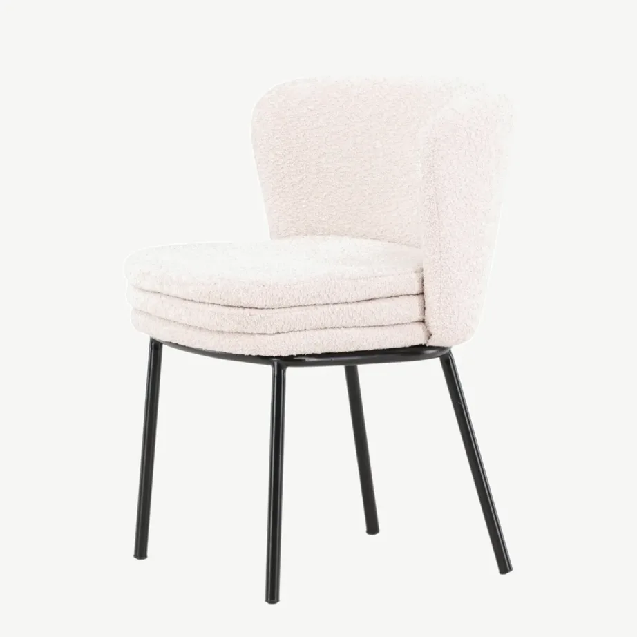 Valge buklee-kattega söögitool mustade terasjalgadega Agnes, 61136-100 – 6