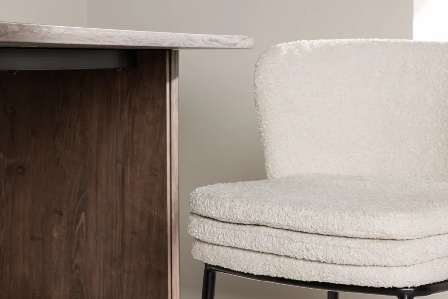 Valge buklee-kattega söögitool mustade terasjalgadega Agnes, 61136-100 – 9