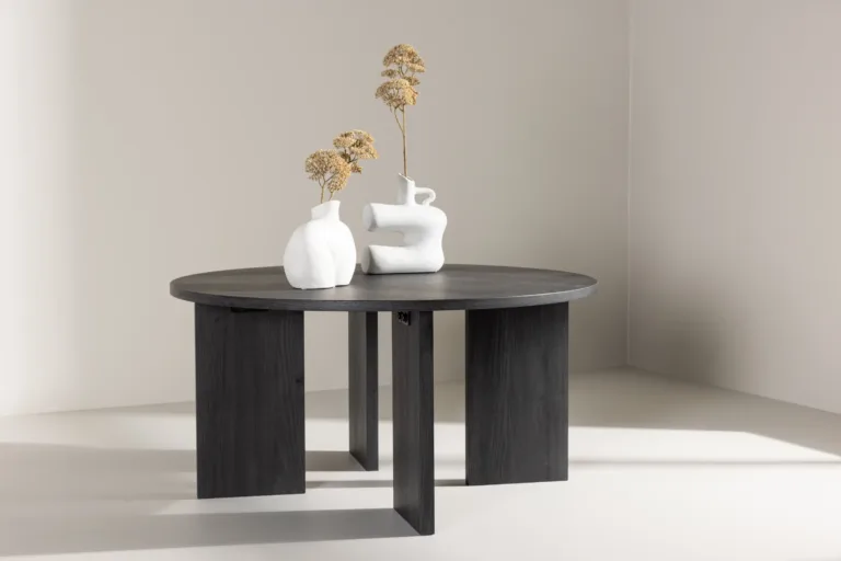 Ümmargune must MDF-diivanilaud Askeröni (ø80 cm, FSC-sertifikaadiga) - 61143-100