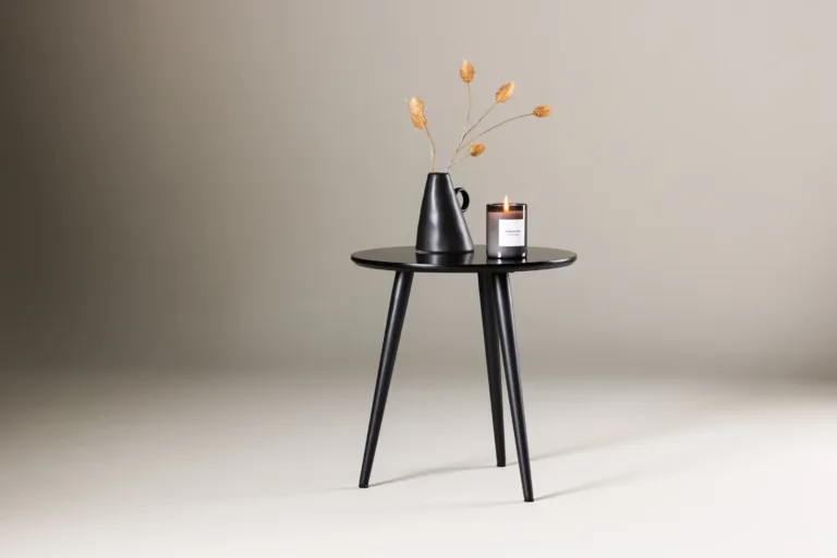 Minimalistlik must abilaud Askim – MDF ja teras, Ø48 cm - 61144-100