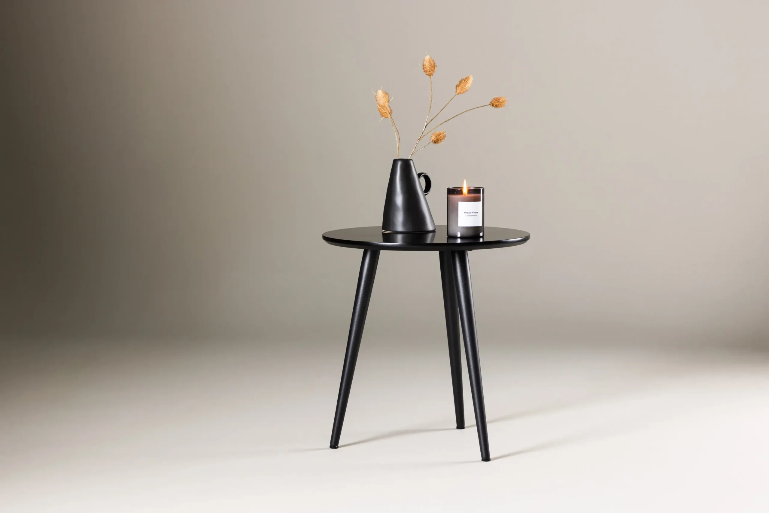 Minimalistlik must abilaud Askim – MDF ja teras, Ø48 cm - 61144-100