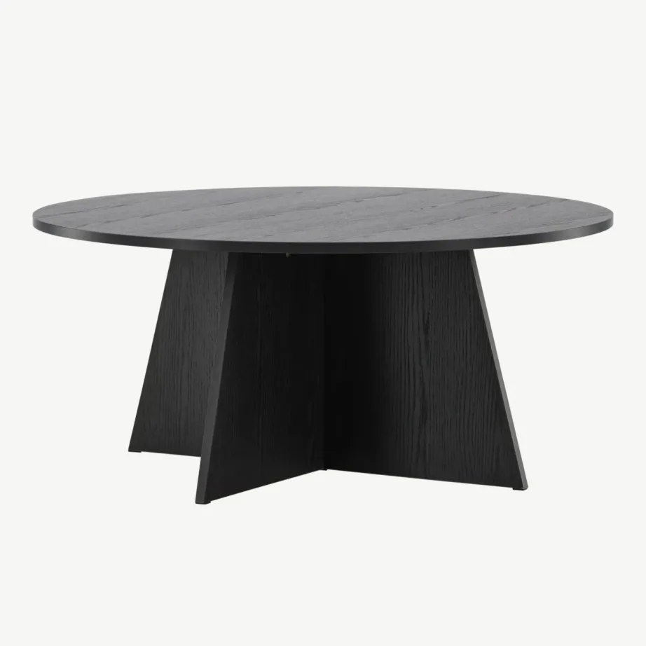 Must ümmargune diivanilaud Bootcut, Ø100 cm (MDF), 61145-100