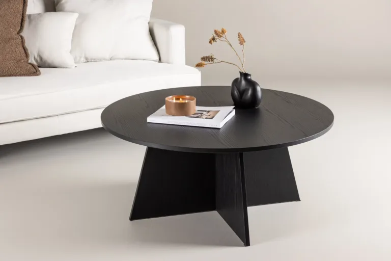 Must ümmargune diivanilaud Bootcut, Ø100 cm (MDF) - 61145-100