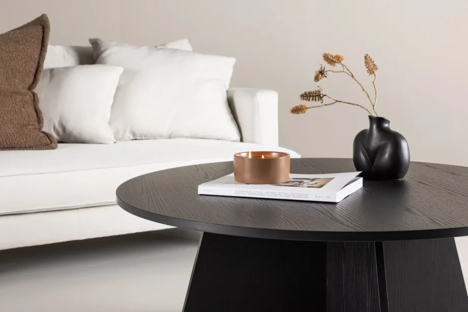 Must ümmargune diivanilaud Bootcut, Ø100 cm (MDF), 61145-100 – 9