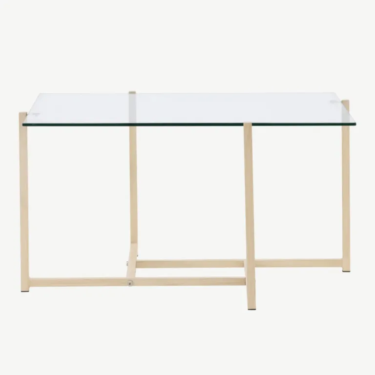 Klaasist diivanilaud Hybrid valge peitsiga terasraamiga, 80 x 80 cm - 61147-555