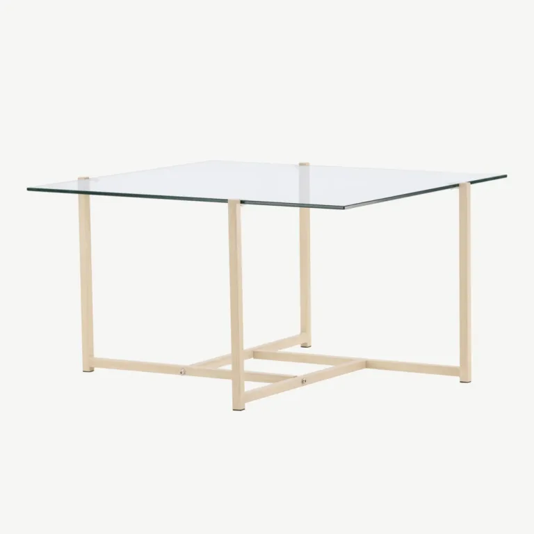Klaasist diivanilaud Hybrid valge peitsiga terasraamiga, 80 x 80 cm - 61147-555