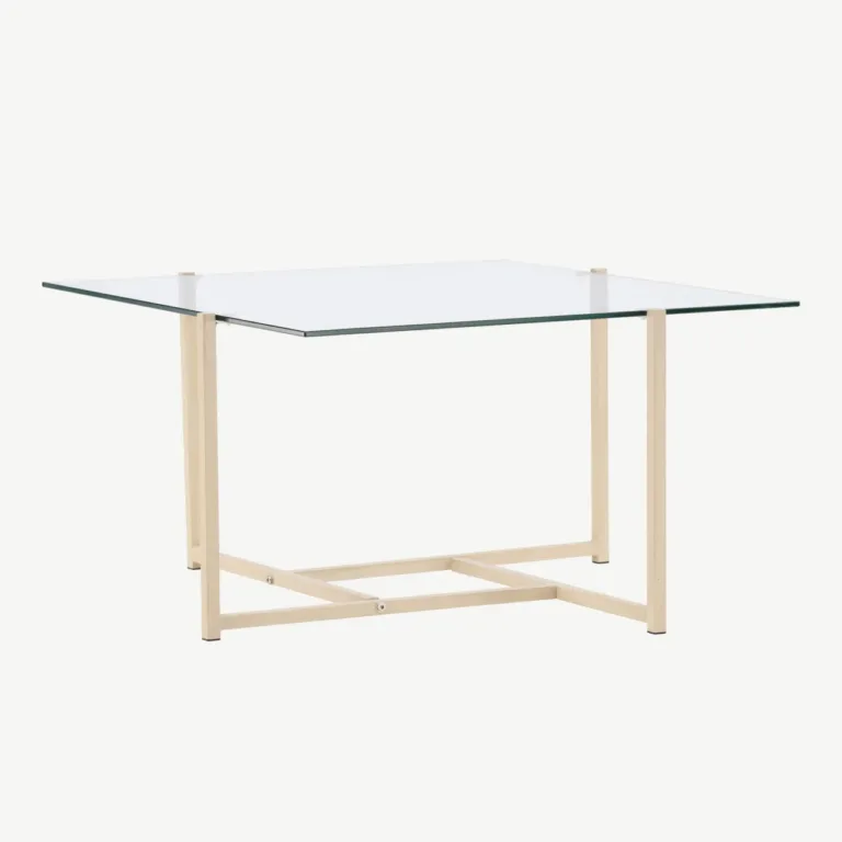 Klaasist diivanilaud Hybrid valge peitsiga terasraamiga, 80 x 80 cm - 61147-555