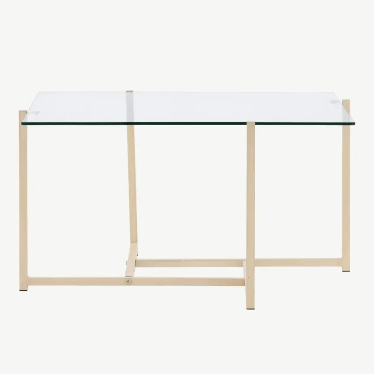 Klaasist diivanilaud Hybrid valge peitsiga terasraamiga, 80 x 80 cm - 61147-555