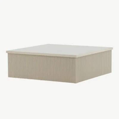 Beež MDF-ist diivanilaud Lenox, 90×90 cm, modernse soonelise viimistlusega - 61170-102