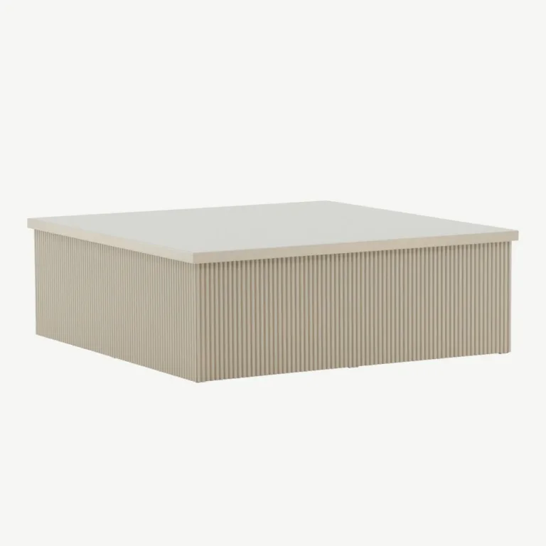 Beež MDF-ist diivanilaud Lenox, 90×90 cm, modernse soonelise viimistlusega - 61170-102